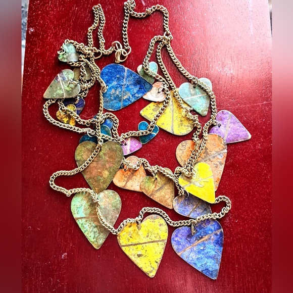 OOAK Artisanal Colorful Hearts Multi-layer Necklace - Picture 5 of 5
